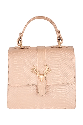 Peachish Gold Leather Clutch by Clutch'D