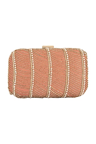 Golden Zardosi Embroidered Clutch by Clutch'D