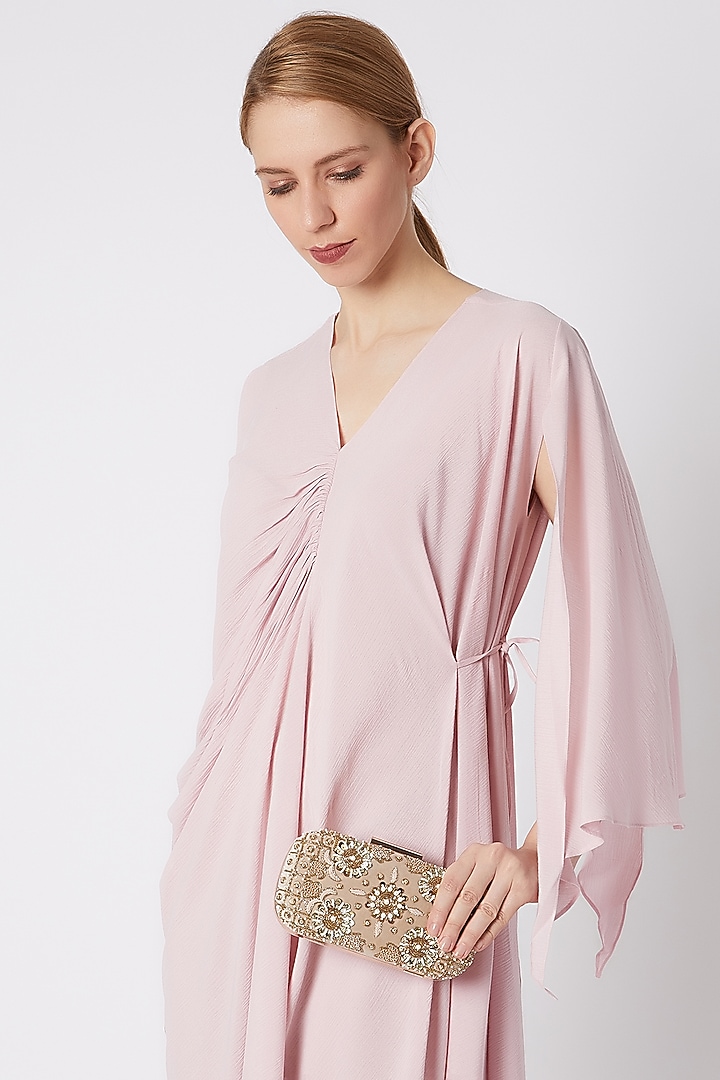 Golden Floral Embroidered Clutch by Clutch'D at Pernia's Pop Up Shop