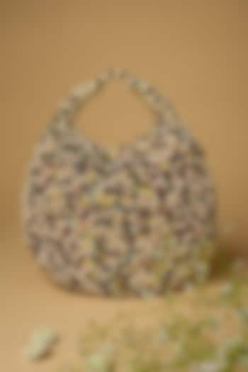 Multi-Colored Cotton Silk Pearl & Sequins Embellished Bag by Clutch'D at Pernia's Pop Up Shop