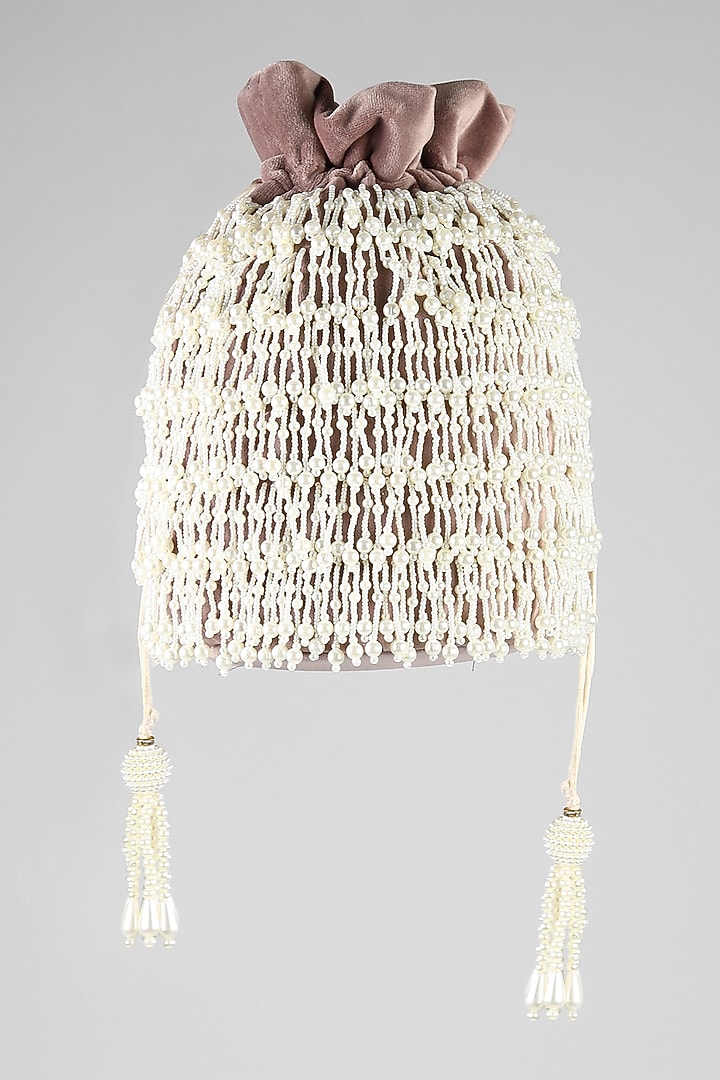 Brown Embroidered Potli With Drawstrings by Clutch'D at Pernia's Pop Up Shop