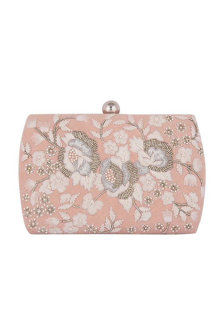 Blush Pink Hand Embroidered Clutch by Clutch'D at Pernia's Pop Up Shop