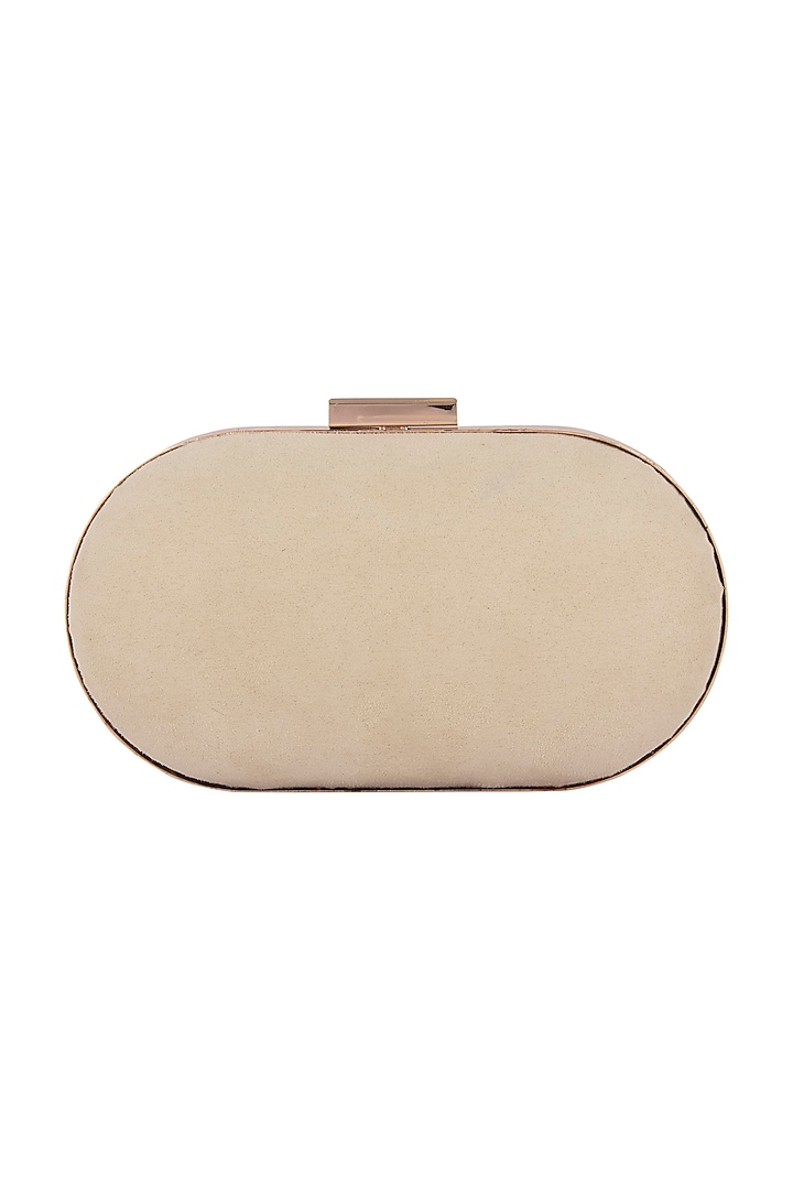 Light Gold Floral Hand Embroidered Clutch by Clutch'D at Pernia's Pop Up Shop