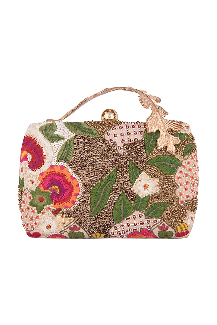 Multi Colored Hand Embroidered Clutch by Clutch'D