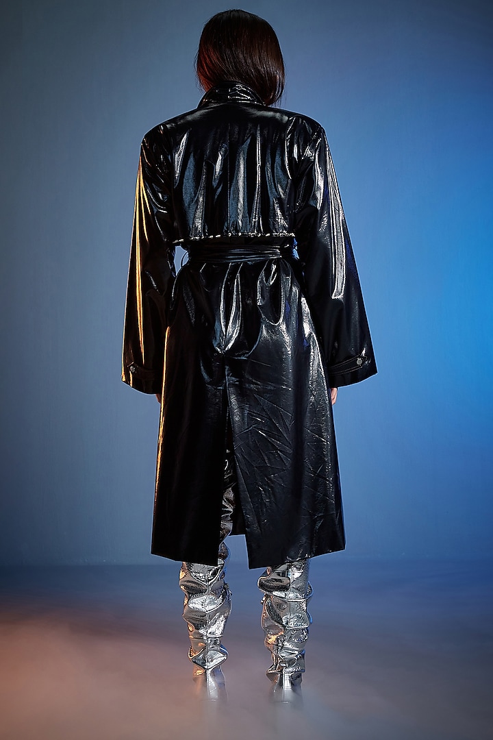 Black Pvc Coat Trench Pvc Raincoat Pvc Vinyl Trench Coat Black PU