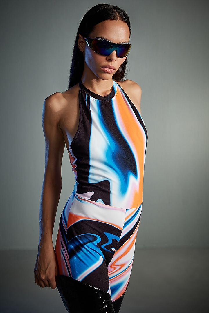 Multi-Colored Polyester & Elastane Printed Bodysuit by CILVR at Pernia's Pop Up Shop