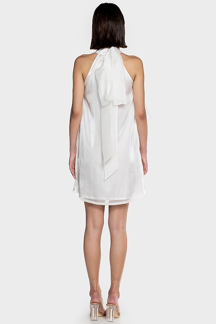 White Viscose Ruffled Mini Summer Dress by CILVR at Pernia's Pop Up Shop
