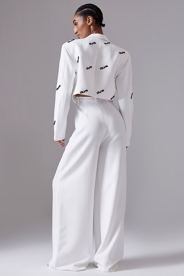 White Crepe Blend Blazer Set by CILVR at Pernia's Pop Up Shop