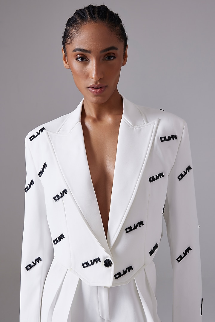 White Crepe Blend Blazer Set by CILVR at Pernia's Pop Up Shop
