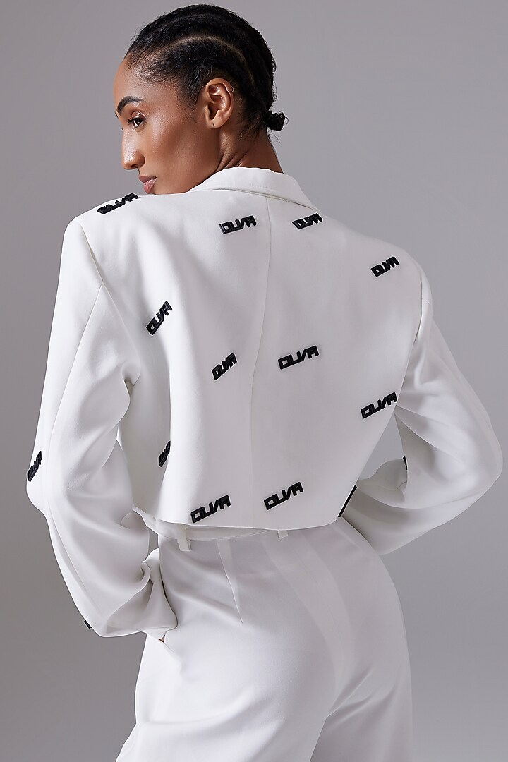 White Crepe Blend Blazer Set by CILVR at Pernia's Pop Up Shop