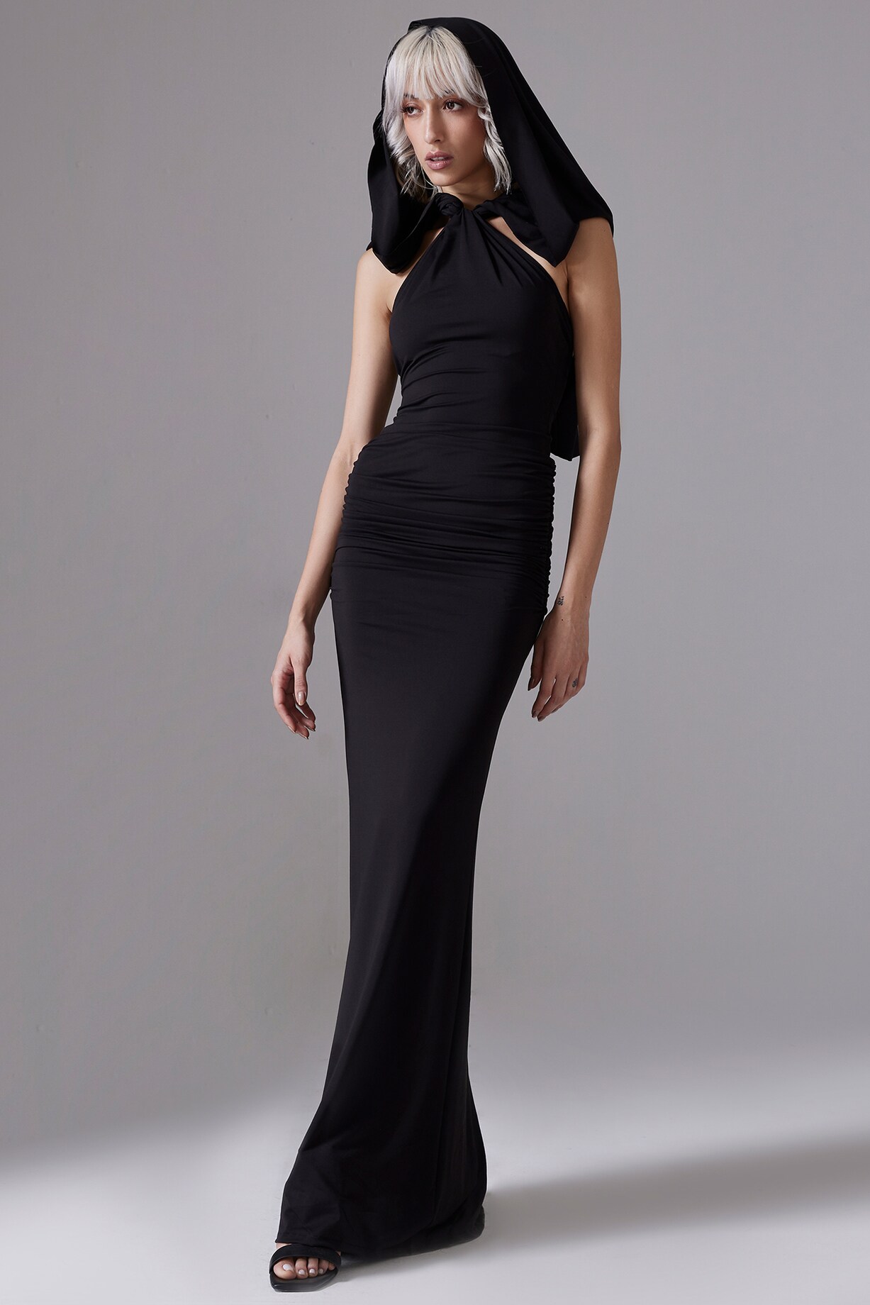 Black Polyester & Spandex Ruched Maxi Dress by CILVR at Pernia's Pop Up  Shop 2026