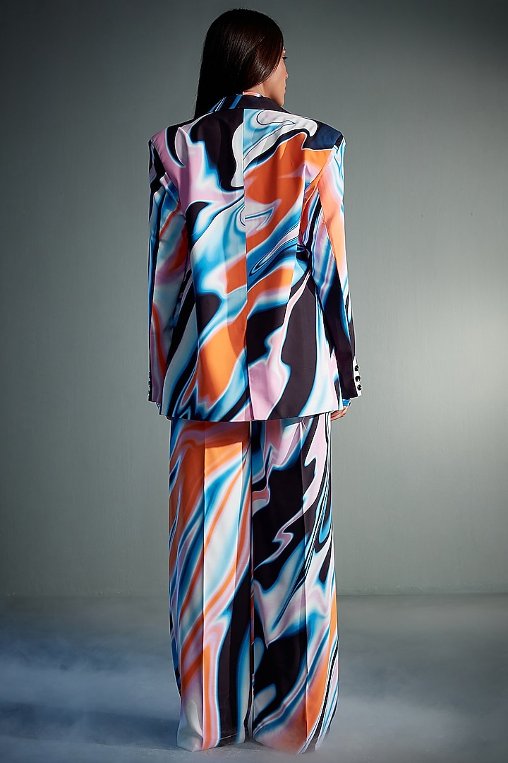 Multi-Colored Crepe Blend Printed Blazer Set by CILVR at Pernia's Pop Up Shop
