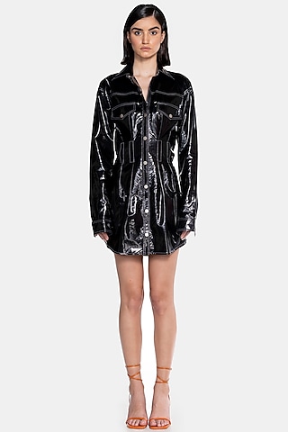 Black PU Mini Dress by CILVR