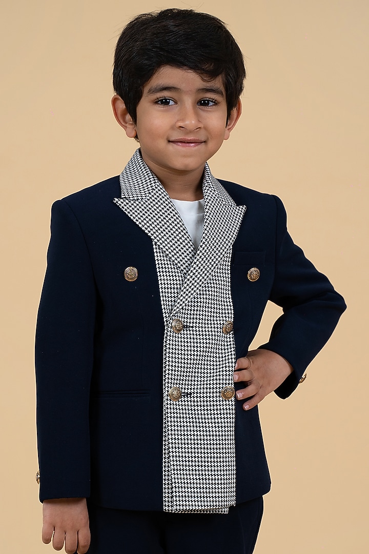 Black Sandwash Blazer Set For Boys by Little Boys Closet at Pernia's Pop Up Shop