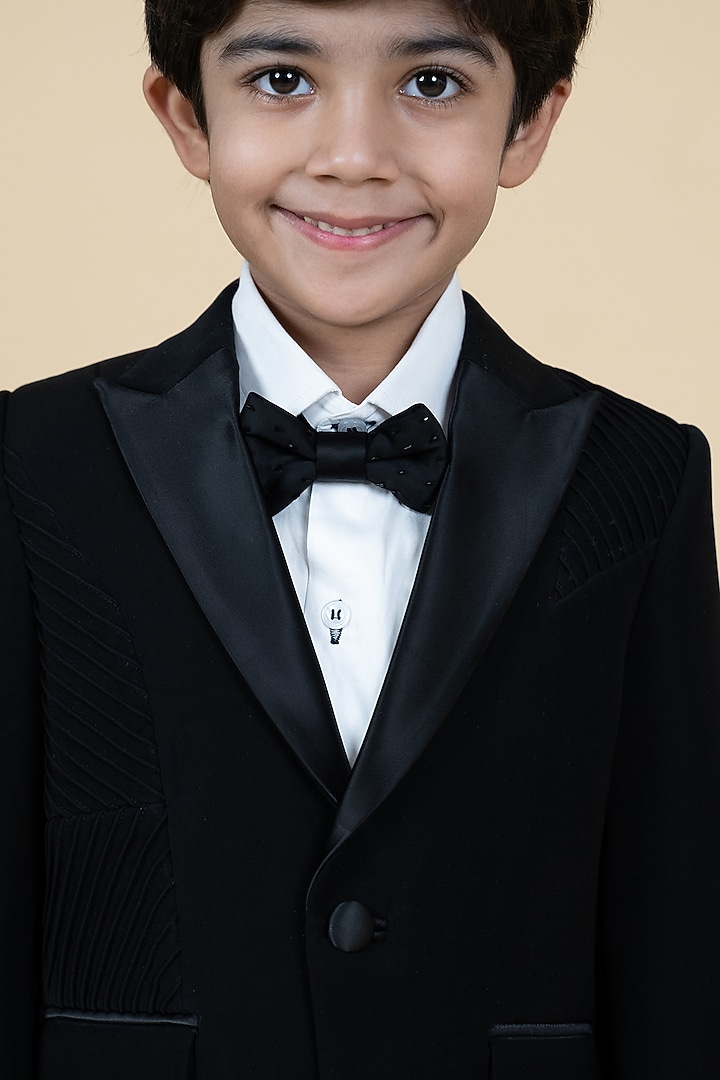 Black Sandwash Tuxedo Set For Boys by Little Boys Closet at Pernia's Pop Up Shop