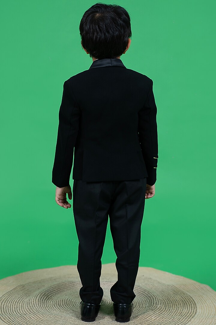 Black Sandwash Tuxedo Set For Boys by Little Boys Closet at Pernia's Pop Up Shop