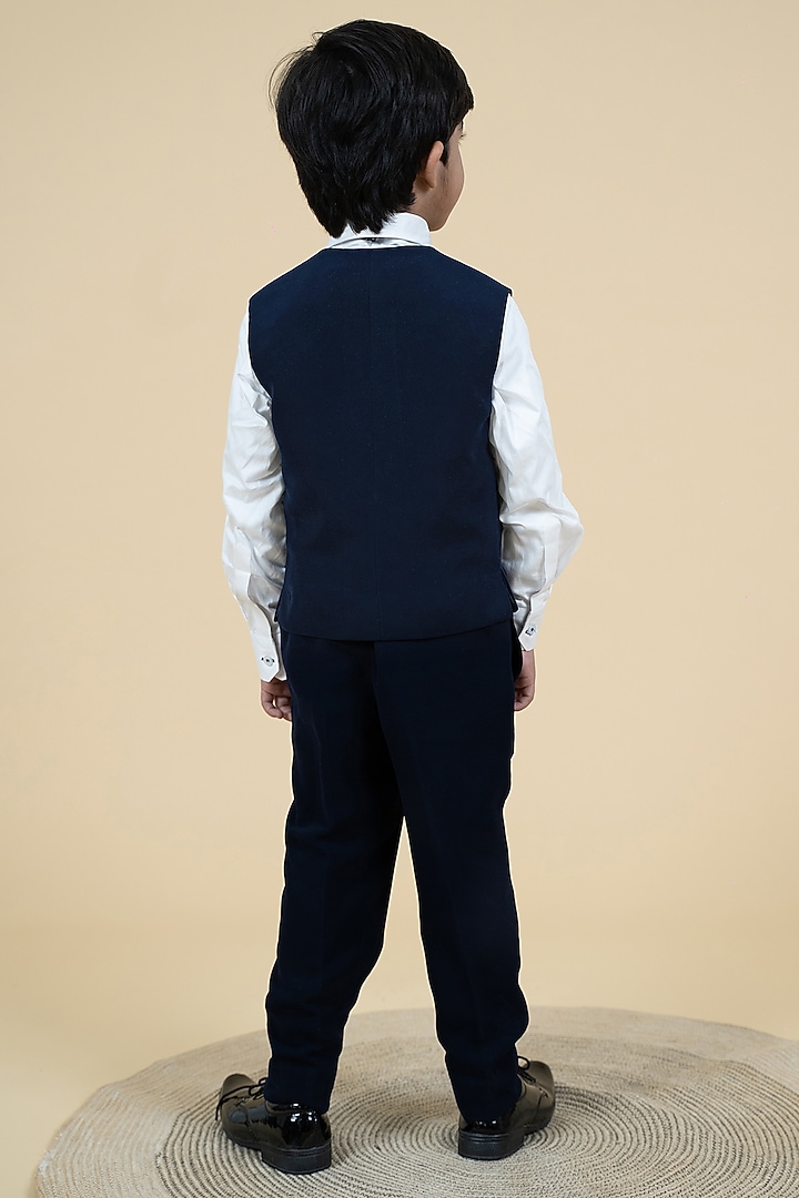 Blue Sandwash & Suiting Pant Set For Boys by Little Boys Closet at Pernia's Pop Up Shop