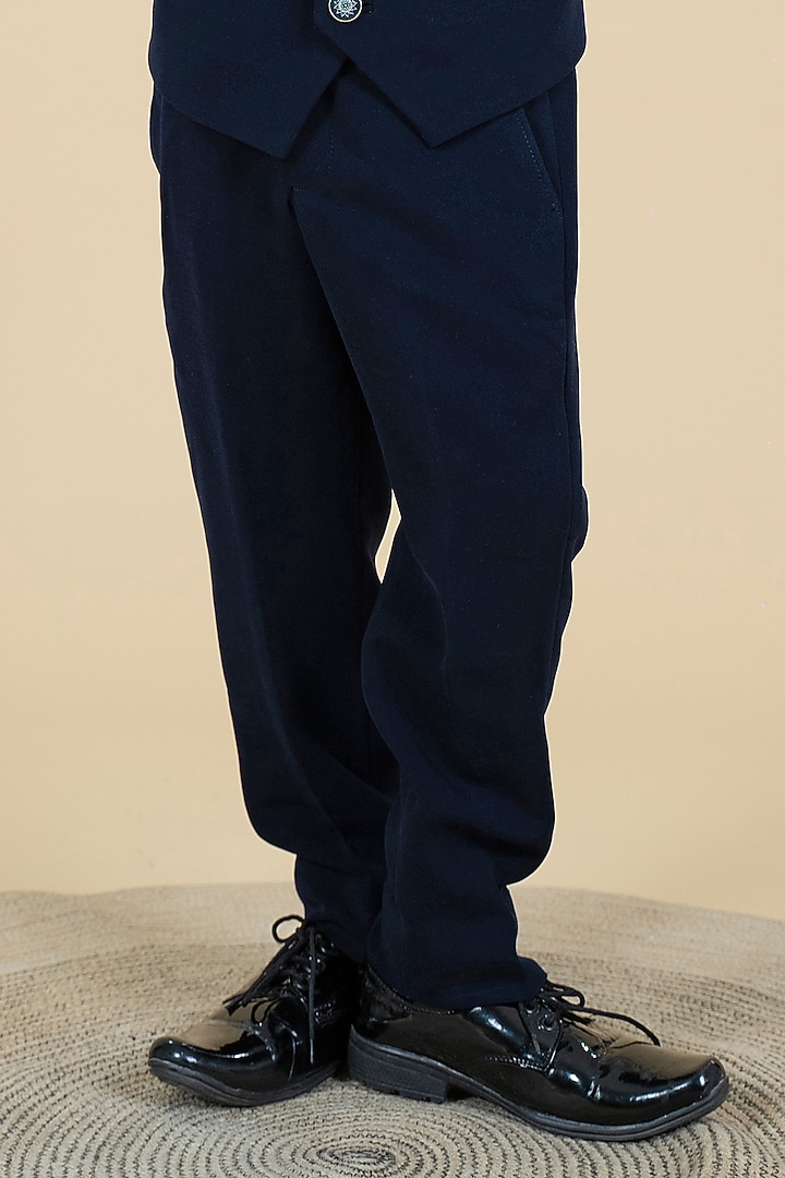Blue Sandwash & Suiting Pant Set For Boys by Little Boys Closet at Pernia's Pop Up Shop