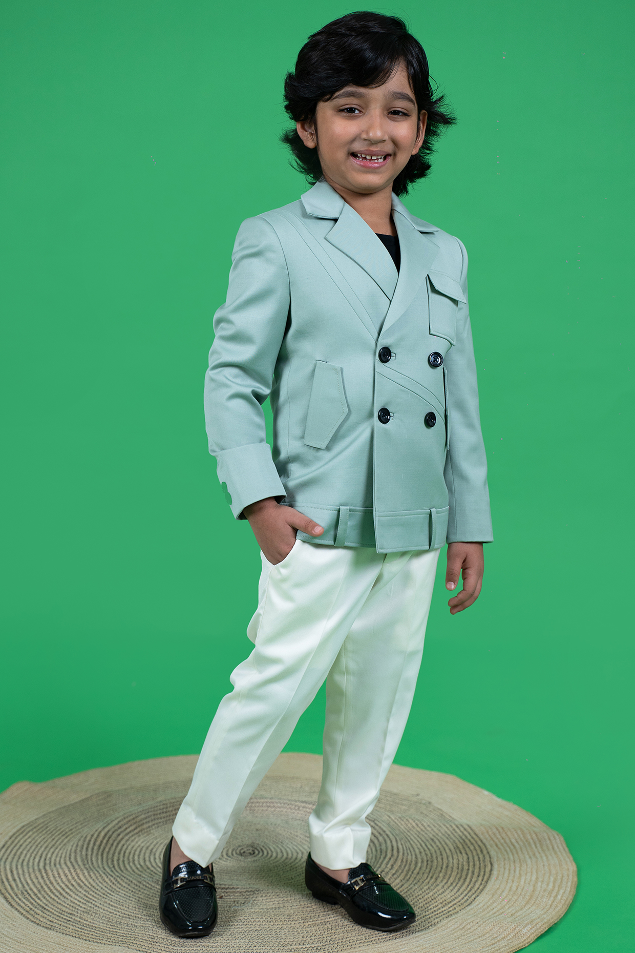 Light Green Suiting Jacket Set For Boys by Little Boys Closet