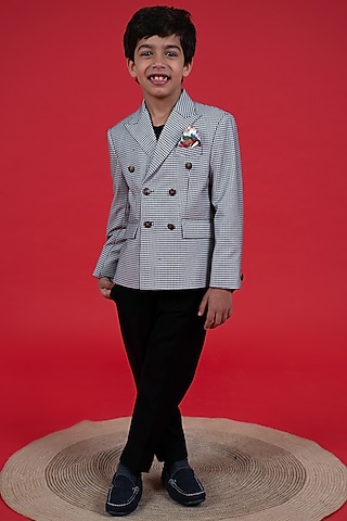 Black & White Suiting Blazer Set For Boys by Little Boys Closet