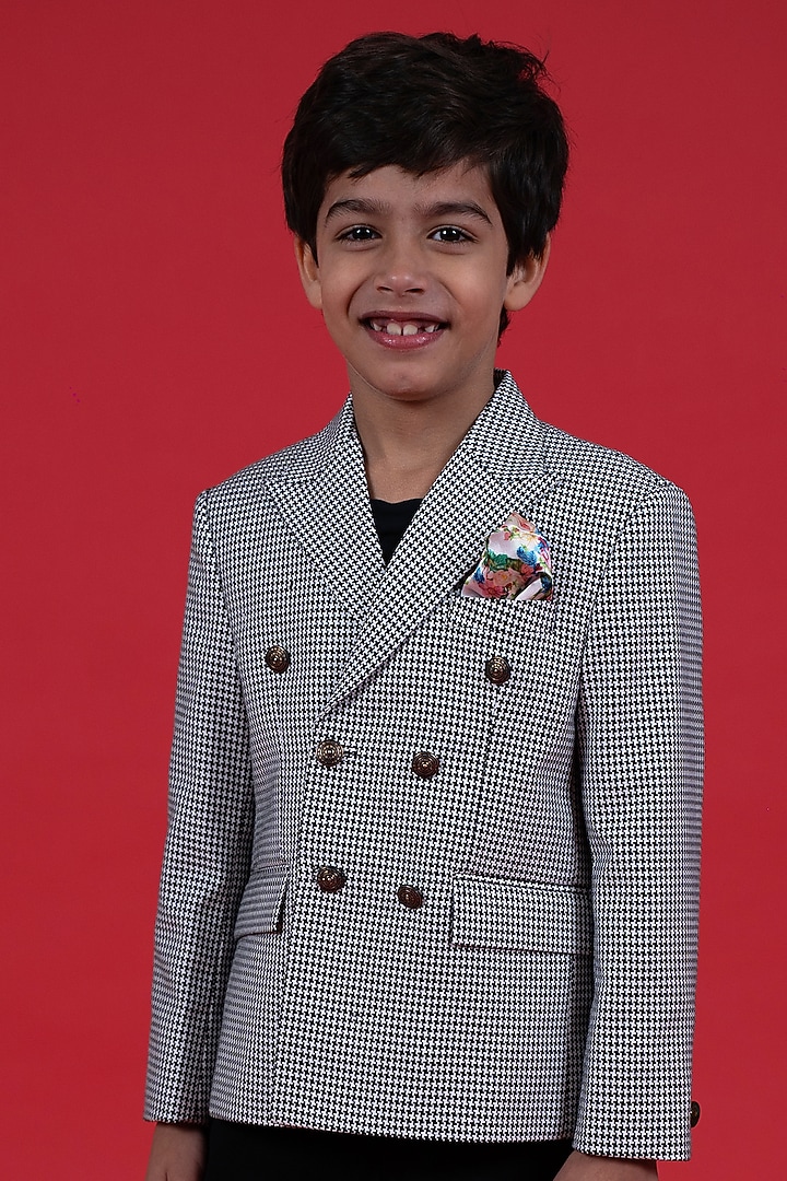 Black & White Suiting Blazer Set For Boys by Little Boys Closet at Pernia's Pop Up Shop