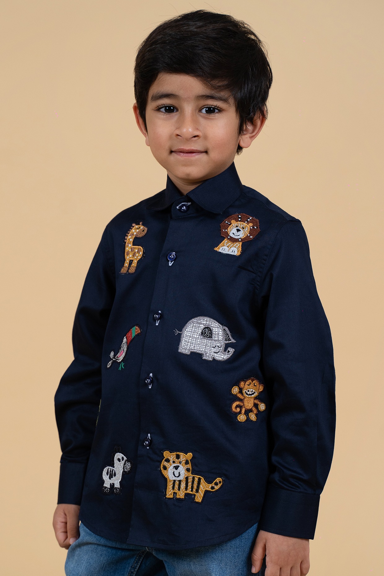 Boys navy blue dress 2024 shirt