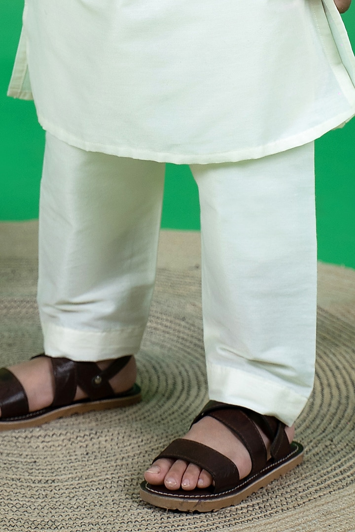 White Crepe Kurta Set With Embroidered Bundi Jacket For Boys by Little Boys Closet at Pernia's Pop Up Shop