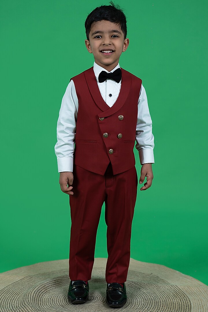 Wine Suiting Pant Set For Boys by Little Boys Closet