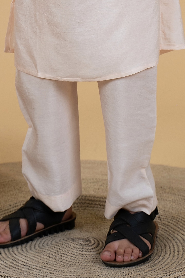 Yellow Silk Embroidered Bundi Jacket With Kurta Set For Boys by Little Boys Closet at Pernia's Pop Up Shop
