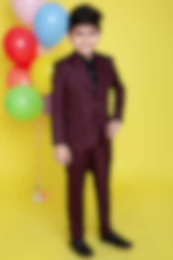 Wine Suiting Embroidered Tuxedo Set For Boys by Little Boys Closet at Pernia's Pop Up Shop