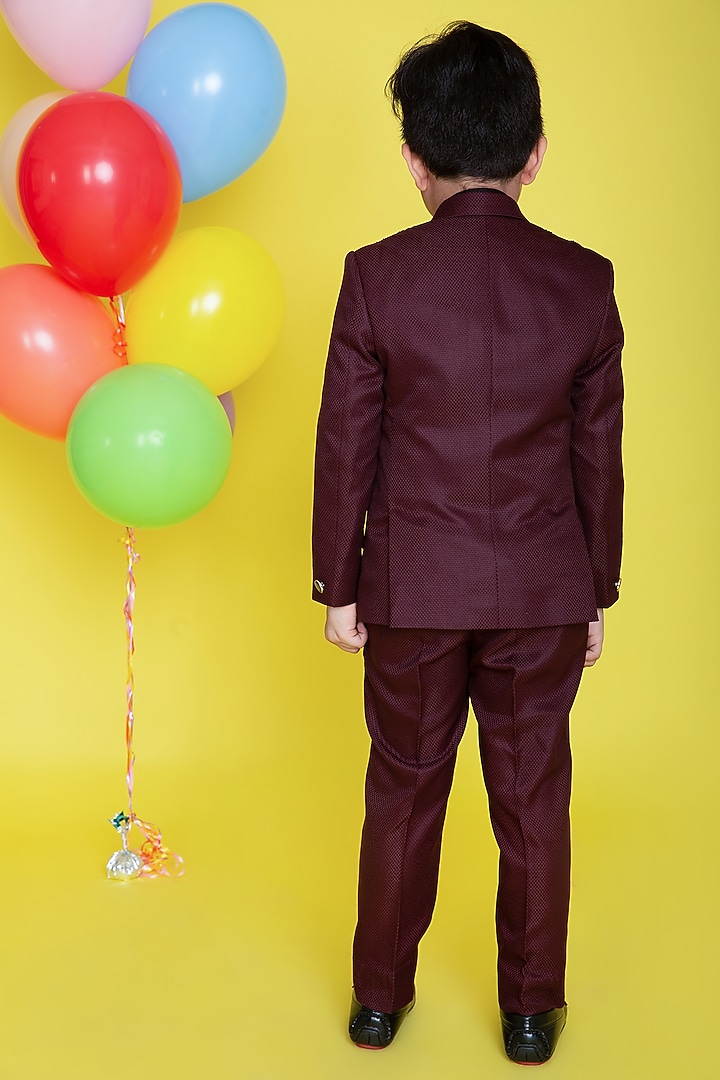 Wine Suiting Embroidered Tuxedo Set For Boys by Little Boys Closet at Pernia's Pop Up Shop