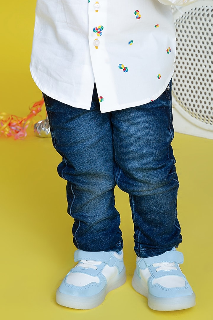 White Cotton Printed Shirt For Boys by Little Boys Closet at Pernia's Pop Up Shop