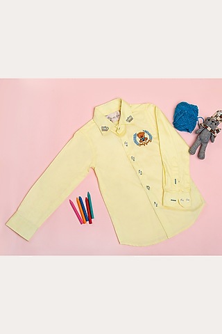Light Yellow Embroidered Shirt For Boys by Little Boys Closet