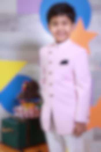 Baby Pink Indo-Western Jacket Set For Boys by Little Boys Closet at Pernia's Pop Up Shop