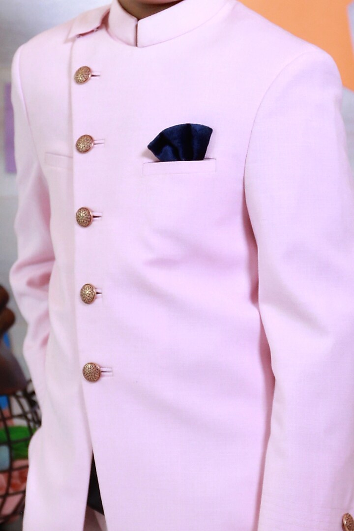 Baby Pink Indo-Western Jacket Set For Boys by Little Boys Closet at Pernia's Pop Up Shop