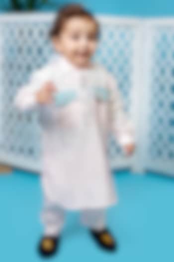 Baby Pink Pathani Kurta Set For Boys by Little Boys Closet at Pernia's Pop Up Shop