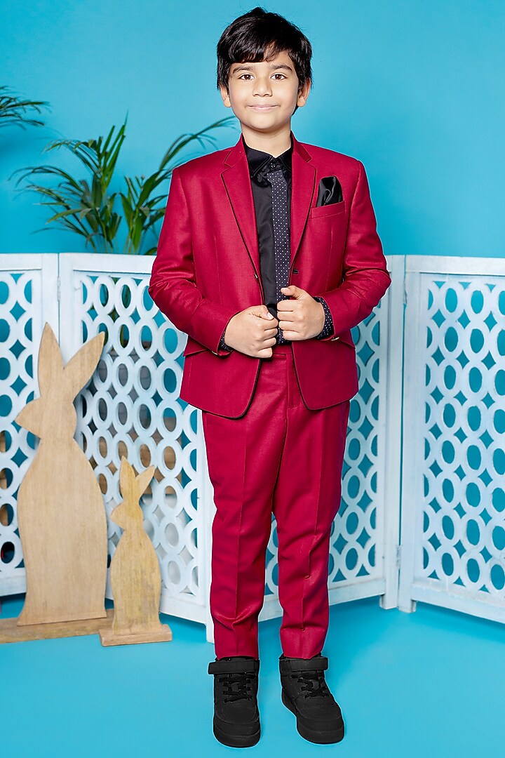 Reddish Wine Suit Set For Boys by Little Boys Closet at Pernia's Pop Up Shop
