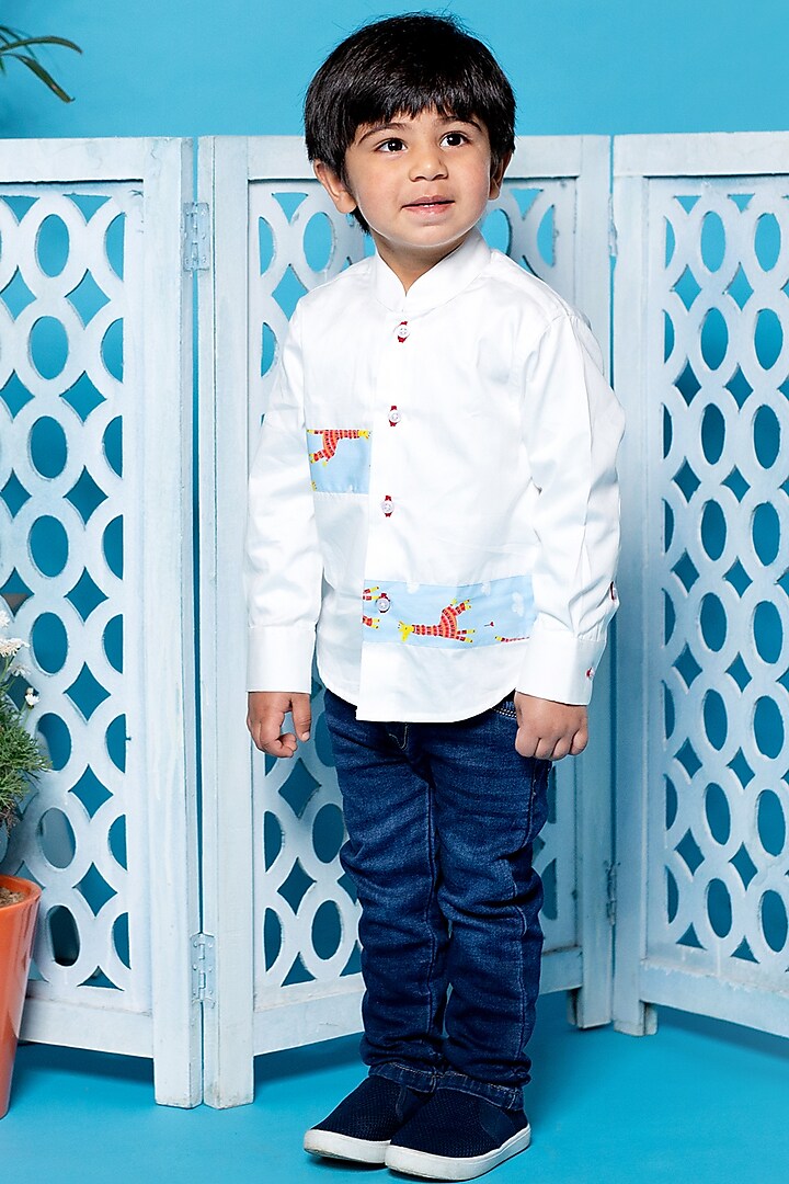 White Printed Shirt For Boys by Little Boys Closet