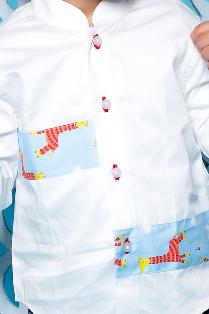 White Printed Shirt For Boys by Little Boys Closet at Pernia's Pop Up Shop