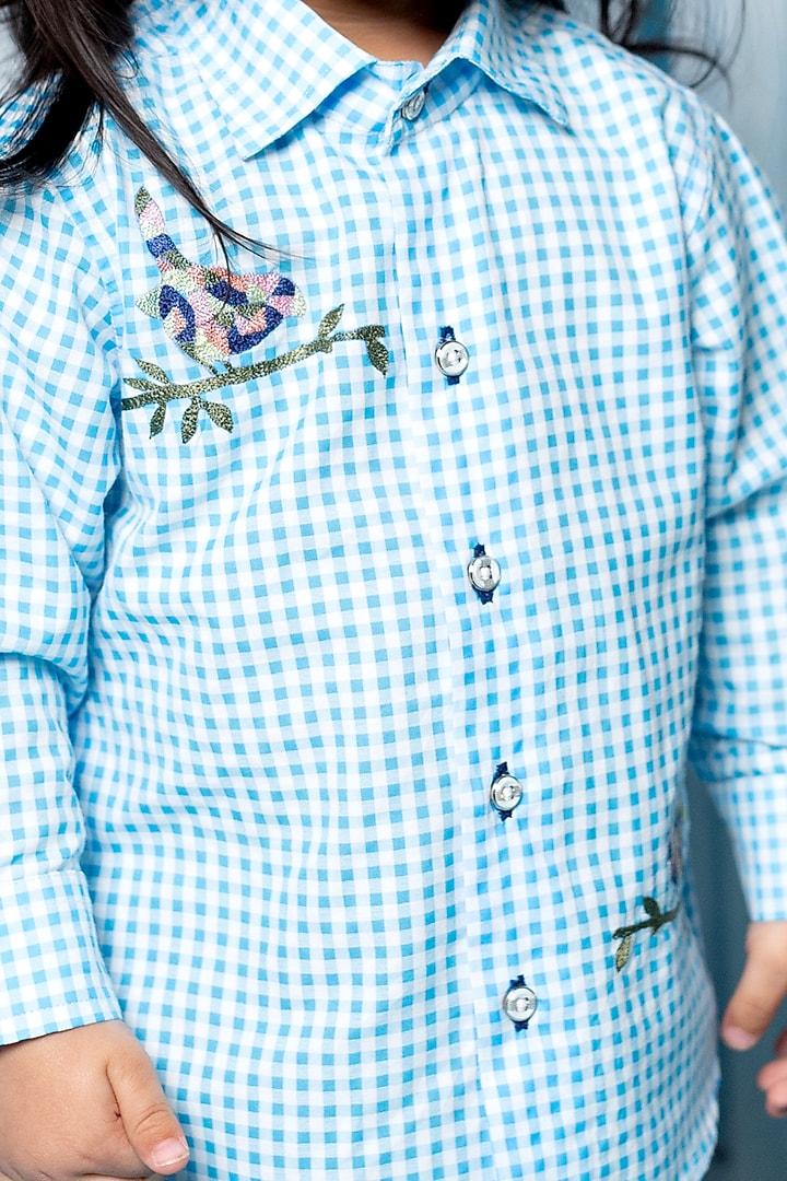 Sky Blue Embroidered Shirt For Boys by Little Boys Closet at Pernia's Pop Up Shop