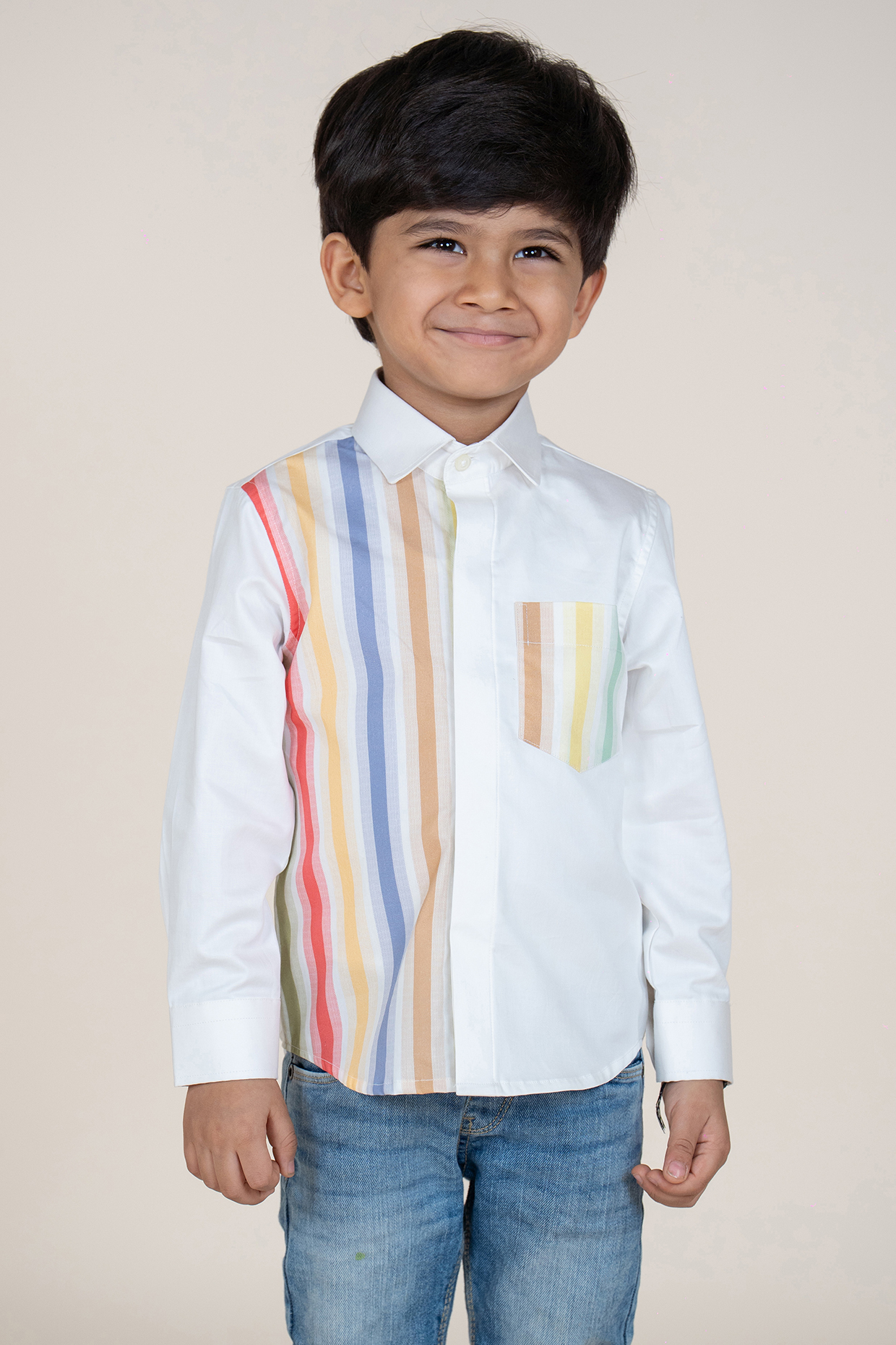 White Cotton Satin Embroidered Shirt Boys by Little Boys Closet