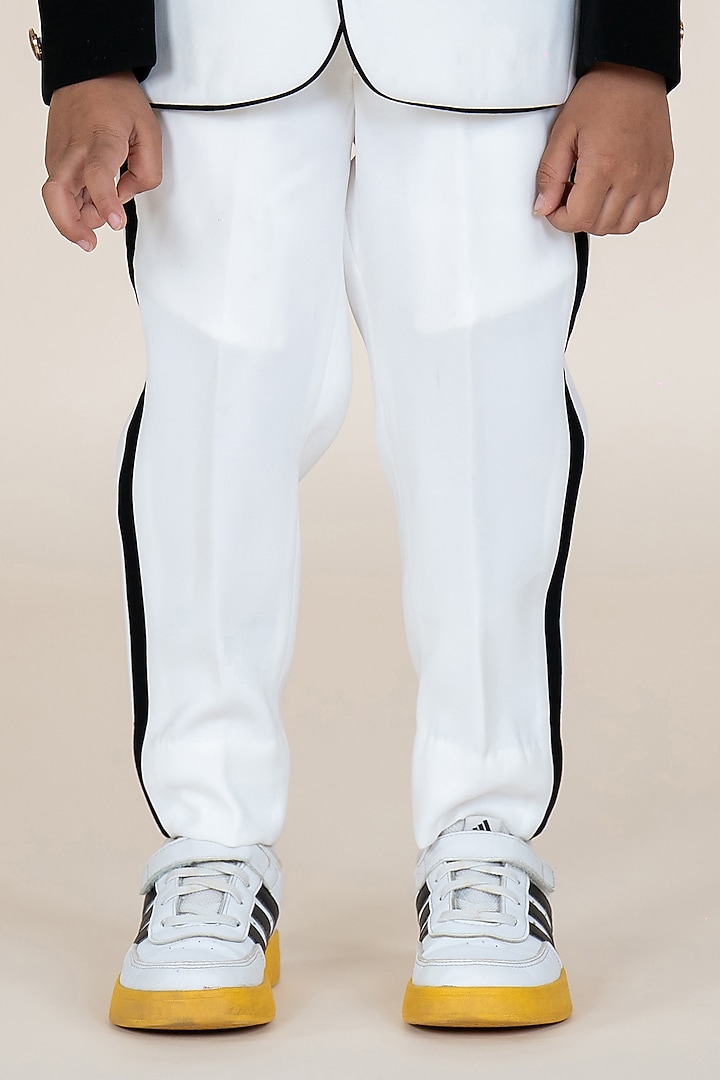 Black & White Suiting Sandwash Blazer Set For Boys by Little Boys Closet at Pernia's Pop Up Shop