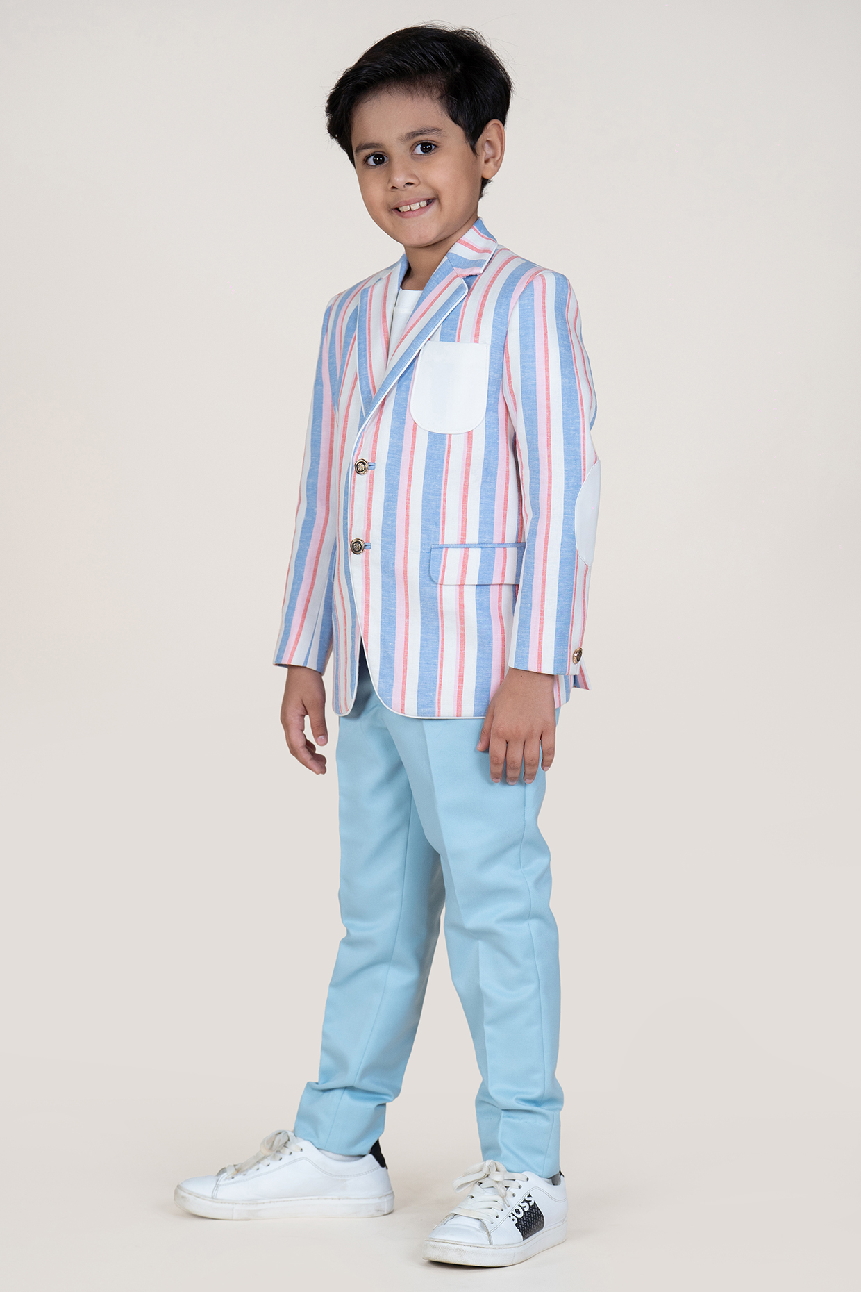 Multi-Colored Linen Suiting Blazer Set For Boys by Little Boys Closet
