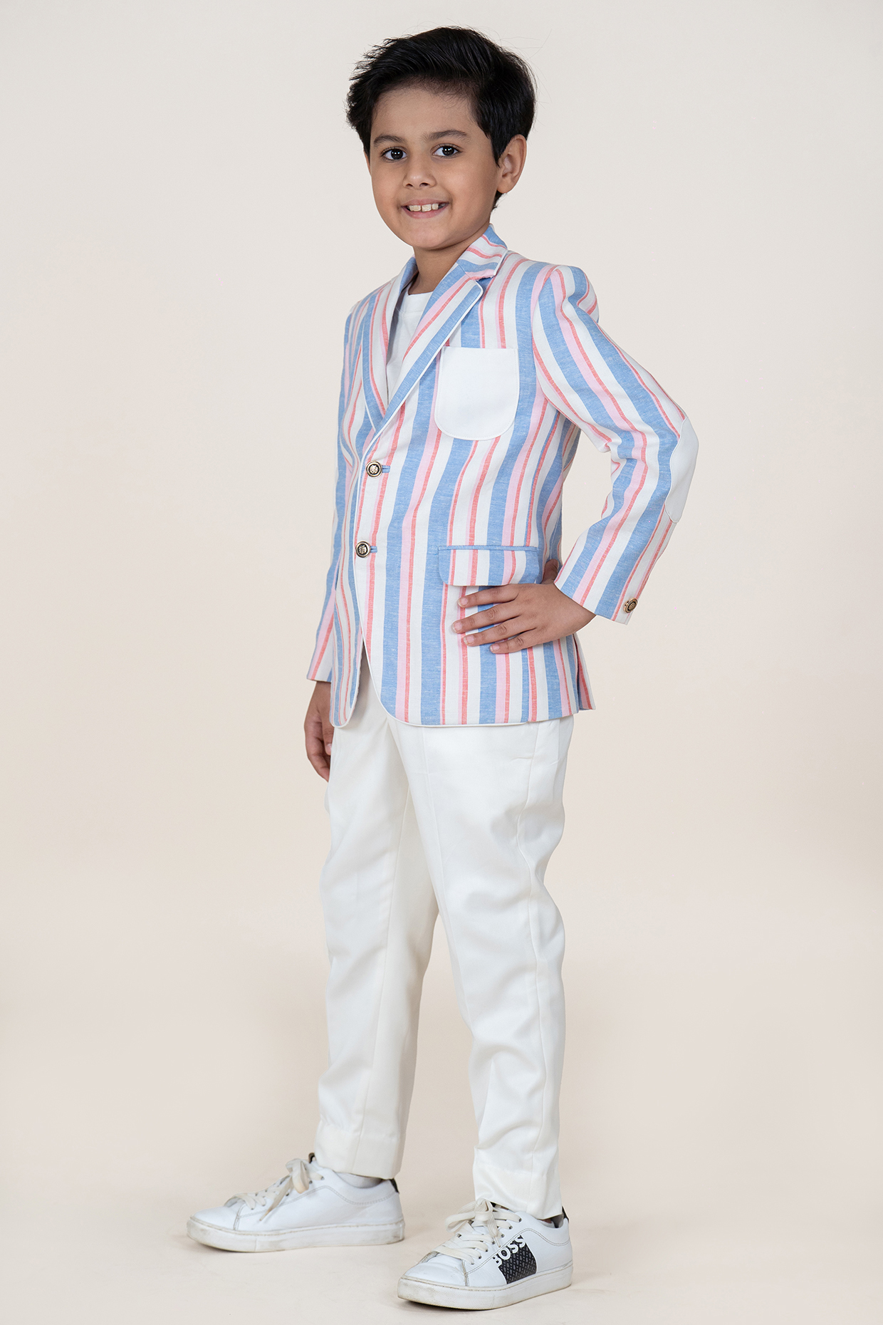 Multi-Colored Linen Suiting Blazer Set For Boys by Little Boys Closet