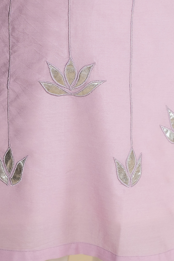 Lilac Cotton Silk Lotus Handwork Pintuck Kurta Set For Boys by Little Boys Closet at Pernia's Pop Up Shop