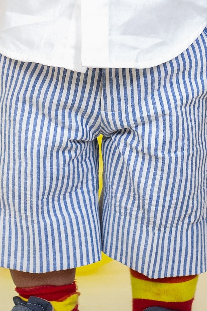 Blue Striped Seersucker Shorts Set For Boys by Little Boys Closet at Pernia's Pop Up Shop