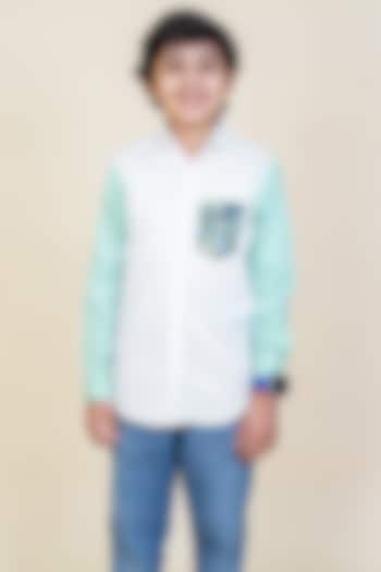 White & Green Printed Shirt For Boys by Little Boys Closet