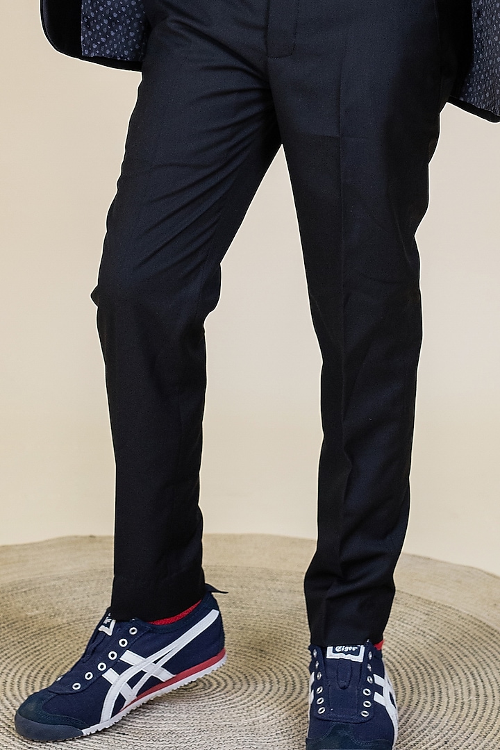 Black Embroidered Tuxedo Set For Boys by Little Boys Closet at Pernia's Pop Up Shop