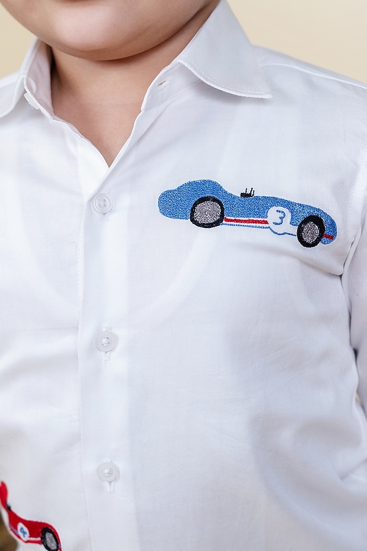 White Embroidered Shirt For Boys by Little Boys Closet at Pernia's Pop Up Shop