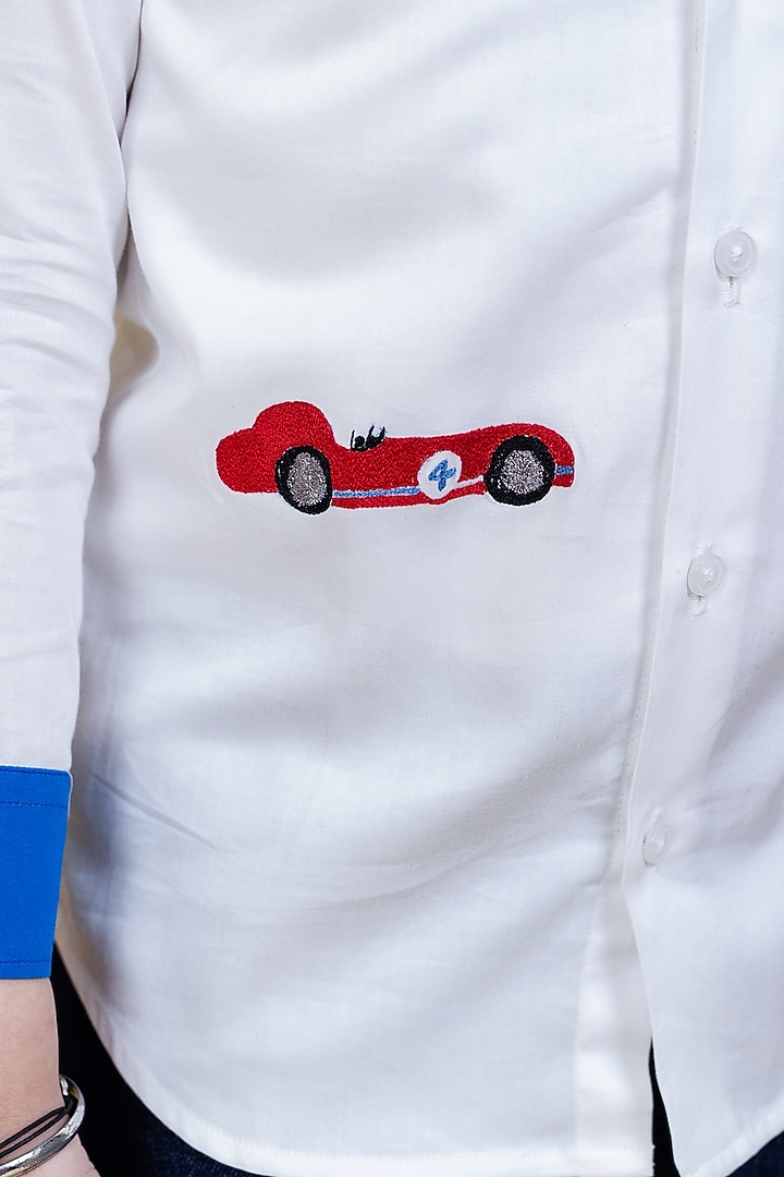 White Embroidered Shirt For Boys by Little Boys Closet at Pernia's Pop Up Shop